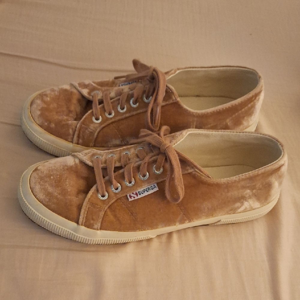 Superga Womens Brown Velvet Sneakers